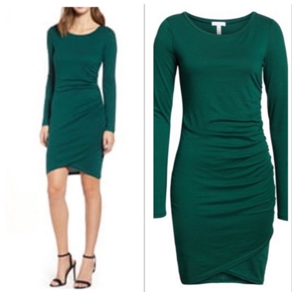 Long Sleeved Green Mini Dress